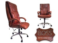 Офисное массажное кресло EGO BOSS EG1001Махагон в комплектации ELITE натуральная кожа - магазин СпортДоставка. Спортивные товары интернет магазин в Грозном 